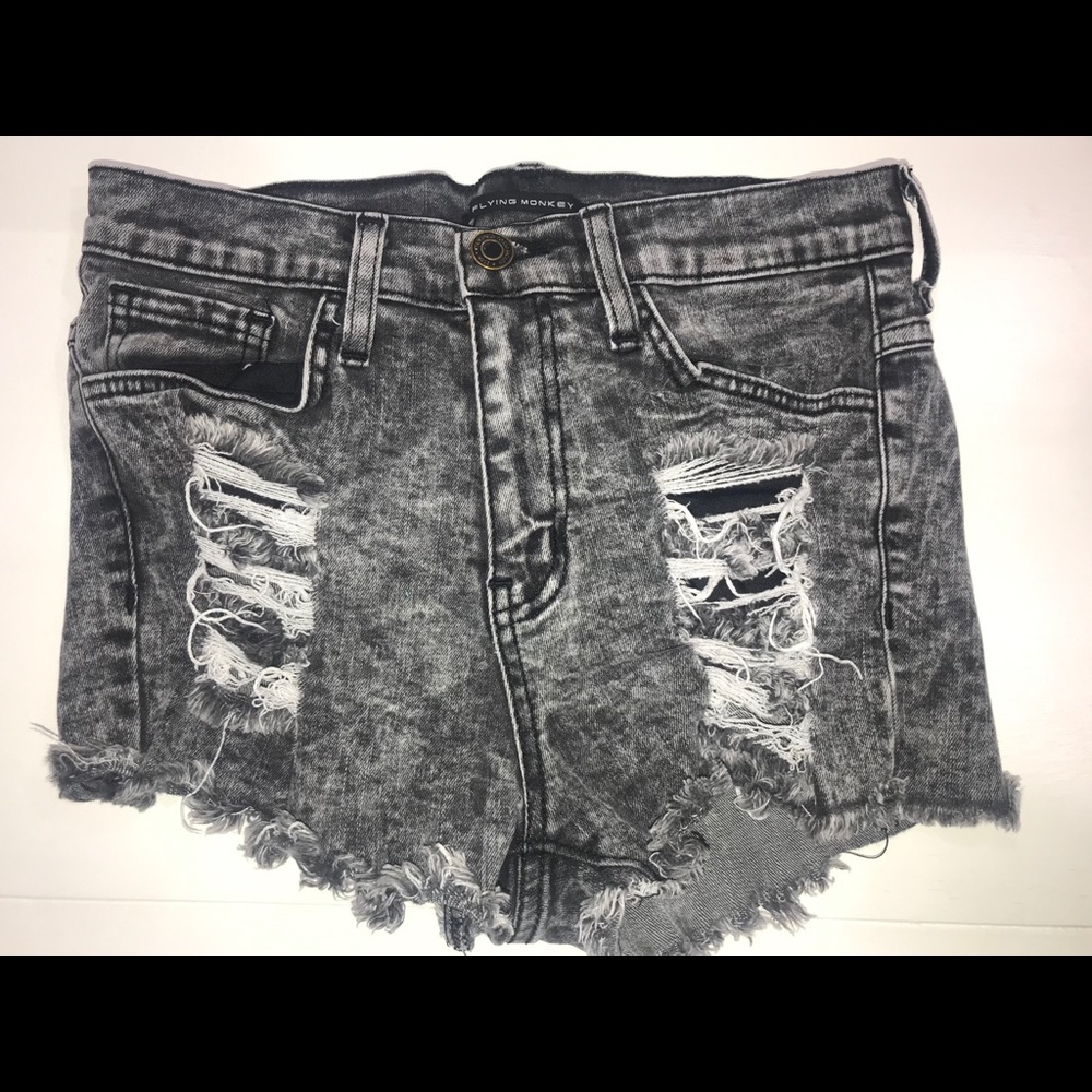 Black bleached jean shorts